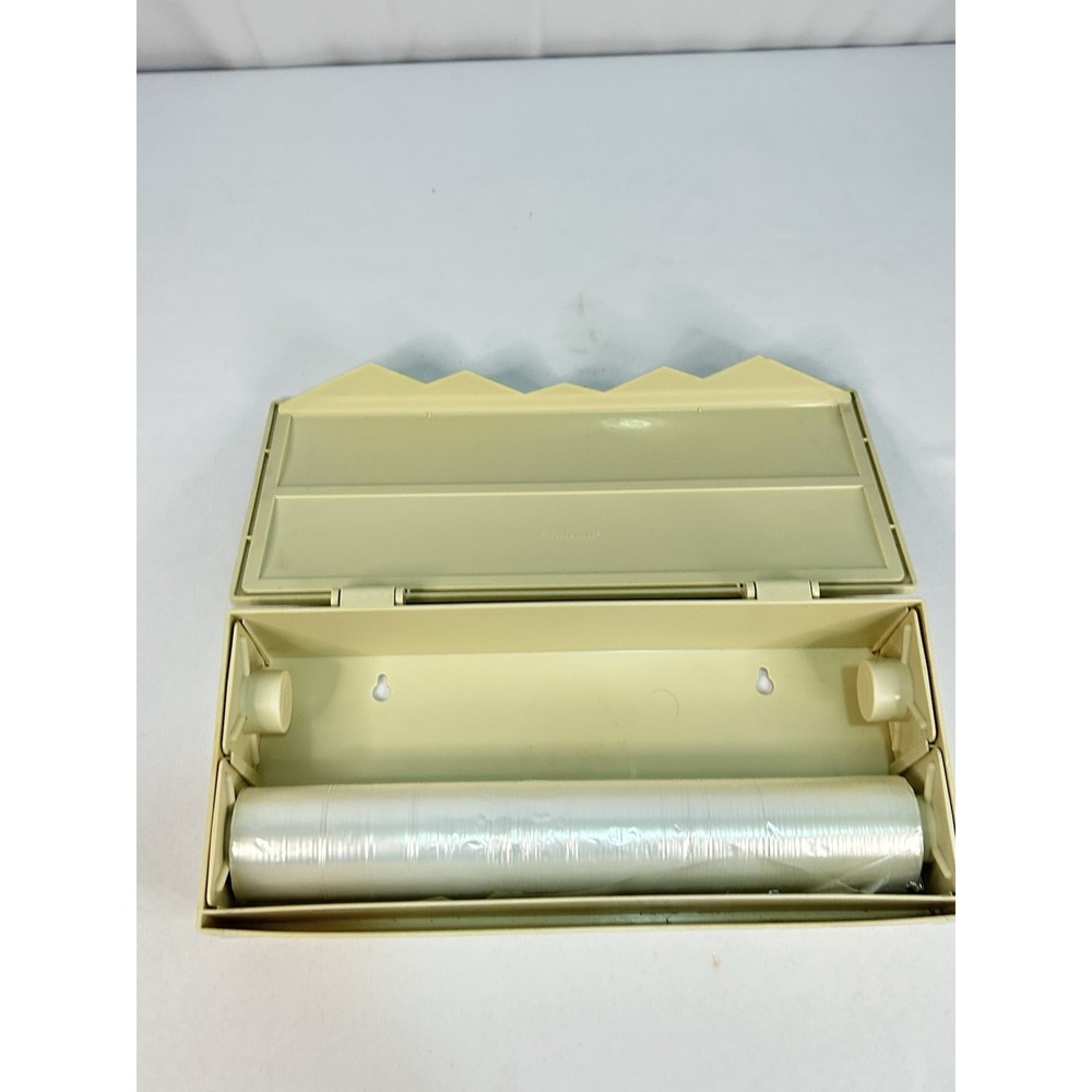 Vintage Tupperware Wax Paper Foil Holder Wall Dispenser Almond 1573-3 MCM